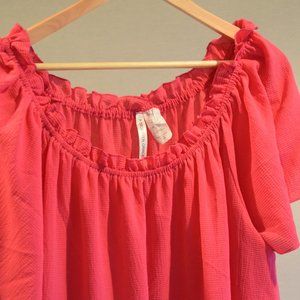 Hot Pink Off the Shoulder Shirt